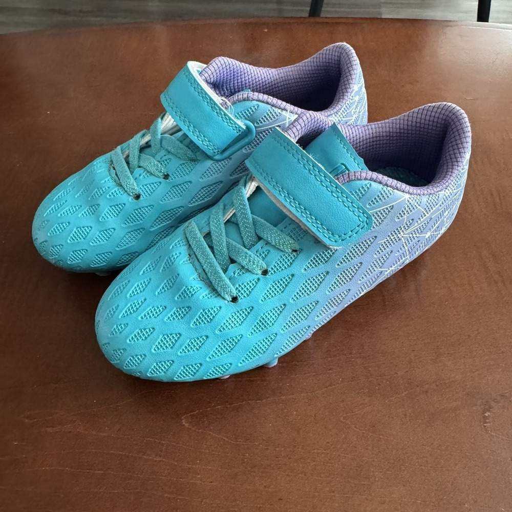 Brooman Kids Firm Ground Soccer Cleats Teal & Purple Size 11 No Box